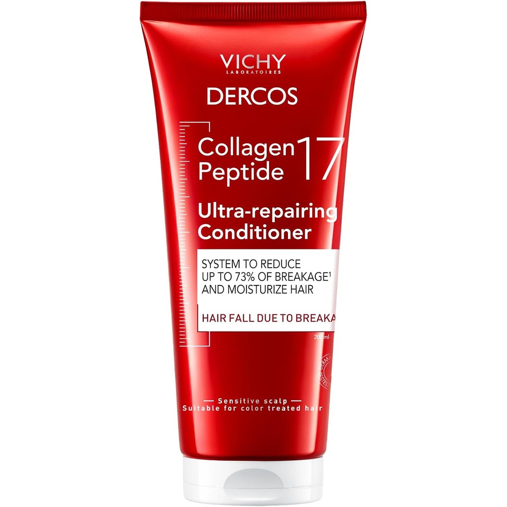 Vichy Dercos Collagen Peptide 17 Ultra Repairing Conditioner 200 Milliliters For Damaged Weak Hair Anti Hair Fall And Bond Repair