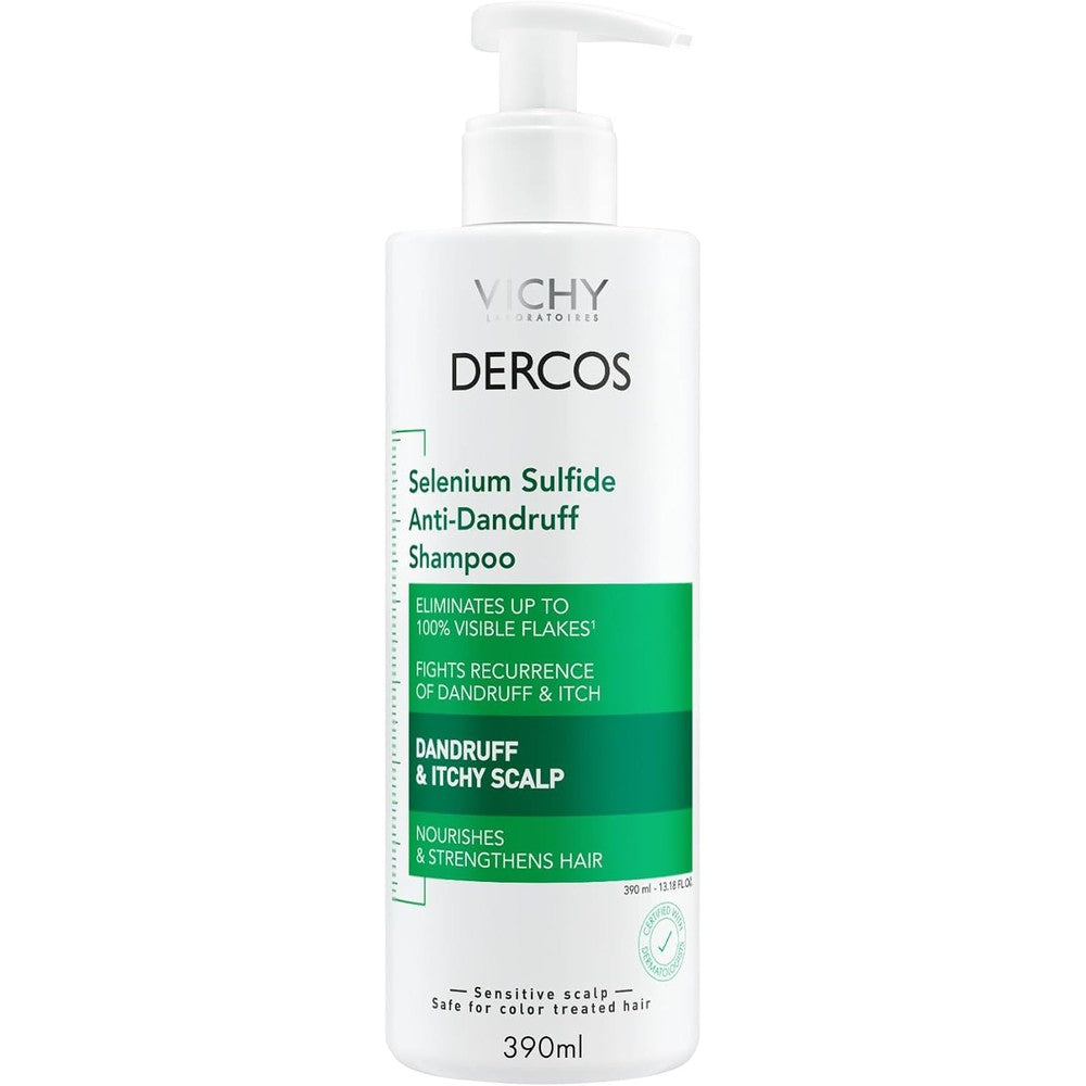 Vichy Dercos Antifungal Dandruff Shampoo Clinical Strength Selenium Sulfide Treatment For Itchy Scalp With Niacinamide 390 Milliliters