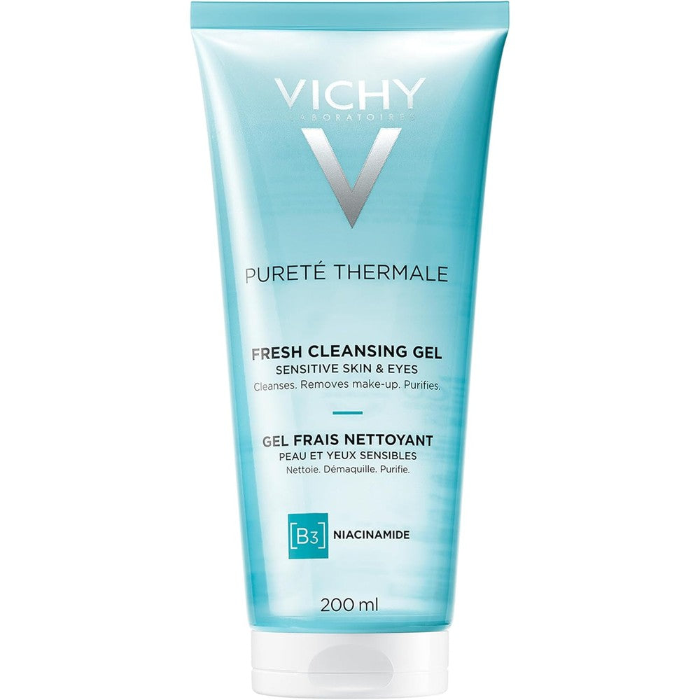 Vichy Purete Thermale Fresh Cleansing Gel With Niacinamide And Glycerin For Sensitive Skin, 200 Milliliters