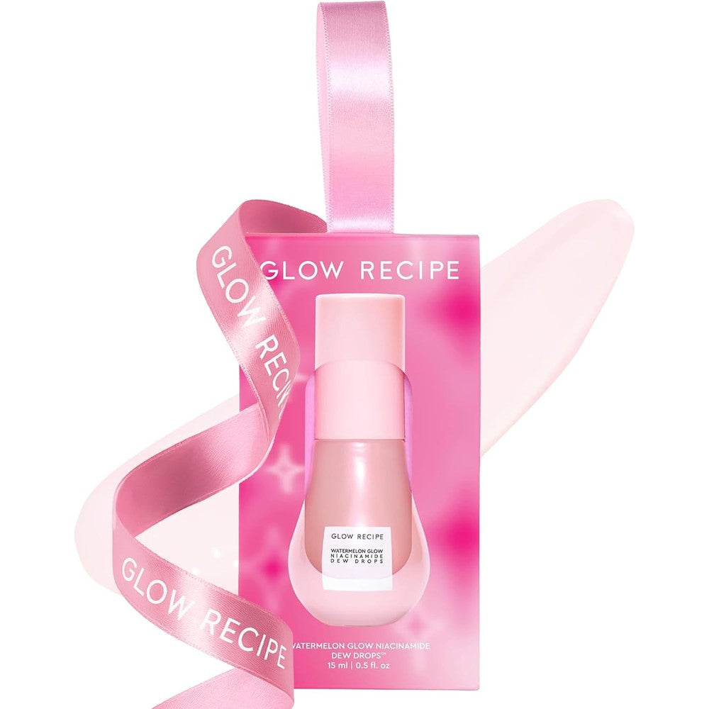 Glow Recipe Watermelon Glow Niacinamide Dew Drops Holiday Ornament Hydrating Face Serum and Illuminating Makeup Primer 15 Milliliters