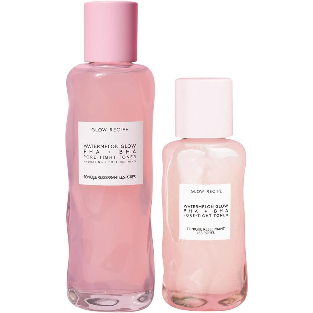 Glow Recipe Watermelon Glow PHA And BHA Pore Tight Toner Duo With Full Size 150 Milliliter And Travel Size 40 Milliliter Bottles