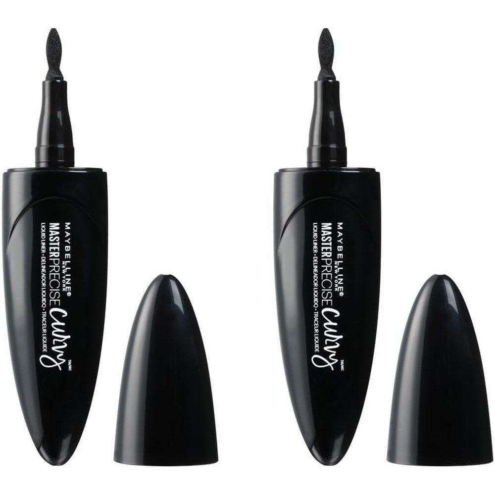 Maybelline New York Master Precise Curvy Liquid Eyeliner Black 2 Count Pack Authentic USA Imported Beauty Product