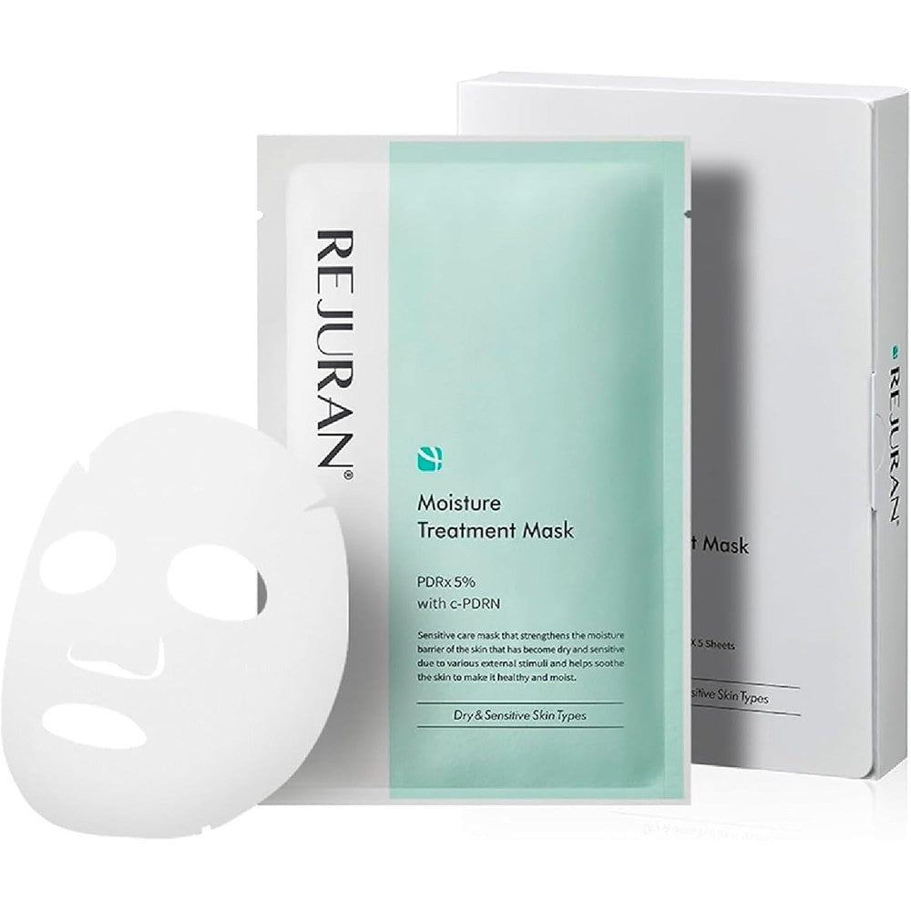 Rejuran Moisture Treatment Mask With c-PDRN Hydrating Facial Sheet Mask For Skin Barrier Repair 5 Pack