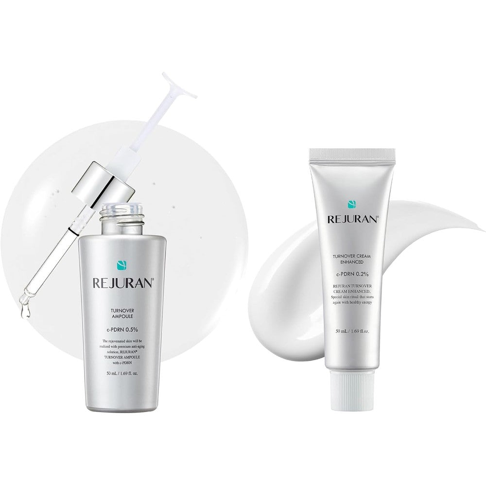 Rejuran Turnover Skincare Set With c-PDRN Ampoule And Turnover Cream Enhanced For Skin Regeneration And Radiant Glow - 2 x 1.69 Fluid Ounces