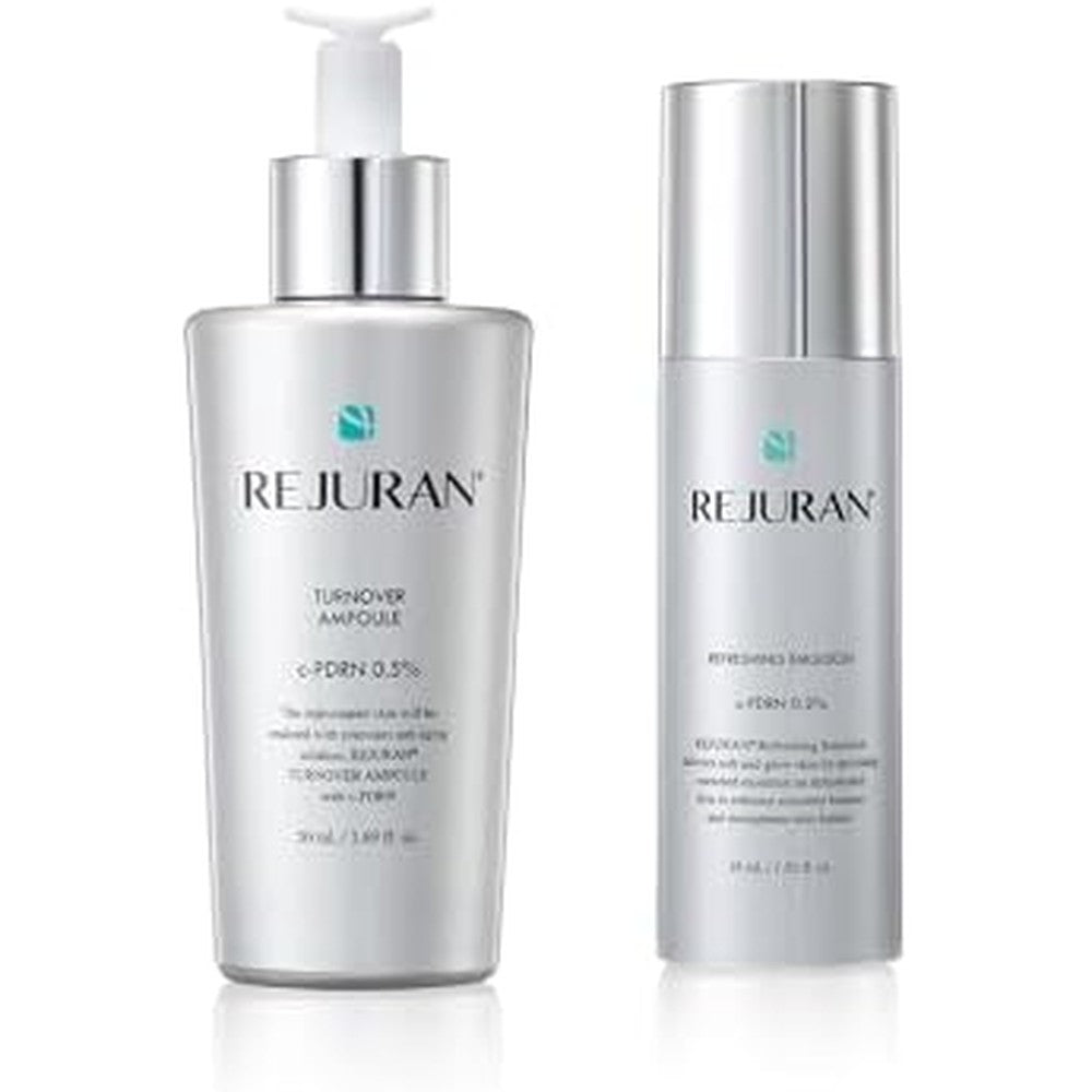 Rejuran Skincare Duo With C-PDRN Turnover Ampoule And Refreshing Emulsion For Hydrated Firm Radiant Glass Skin Anti-Aging Serum And Moisturizer Set