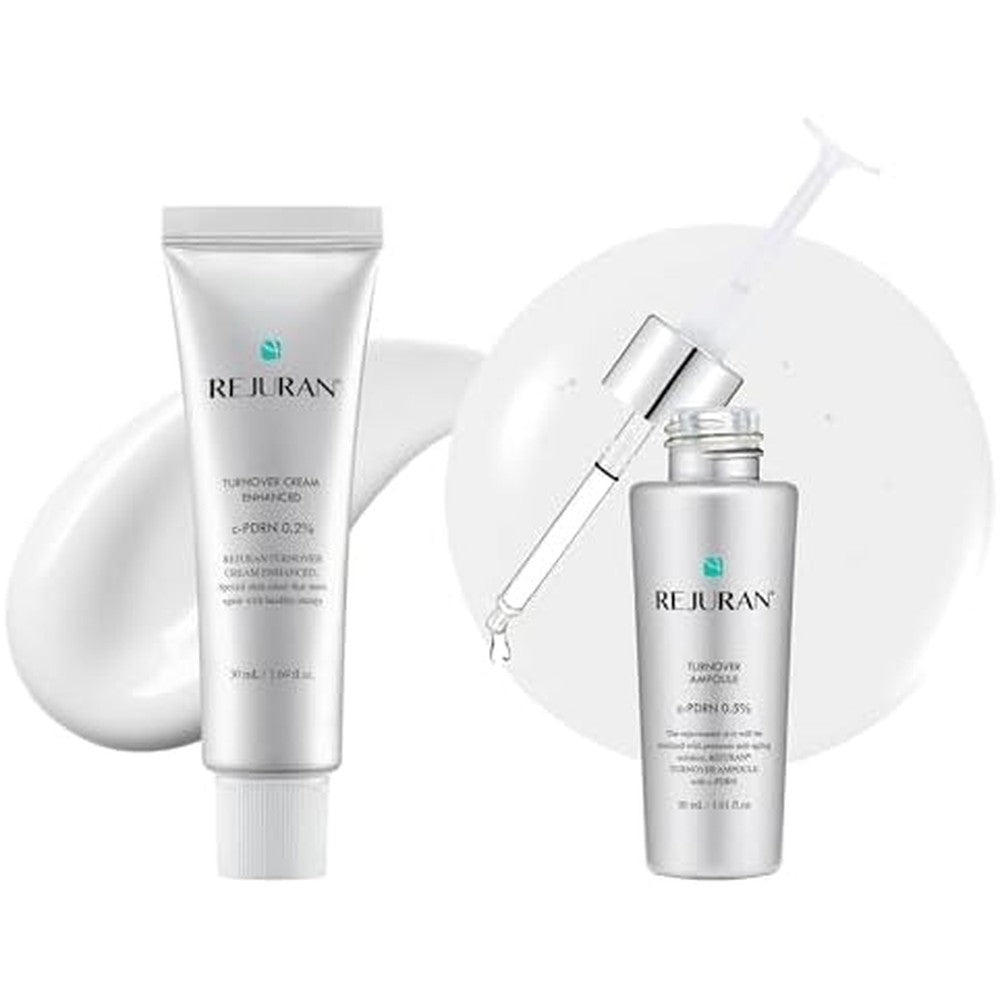 Rejuran Turnover Skincare Bundle With Turnover Cream Enhanced 1.69 Fluid Ounce And Turnover Ampoule 1.01 Fluid Ounce Salmon Dna Face Care Set