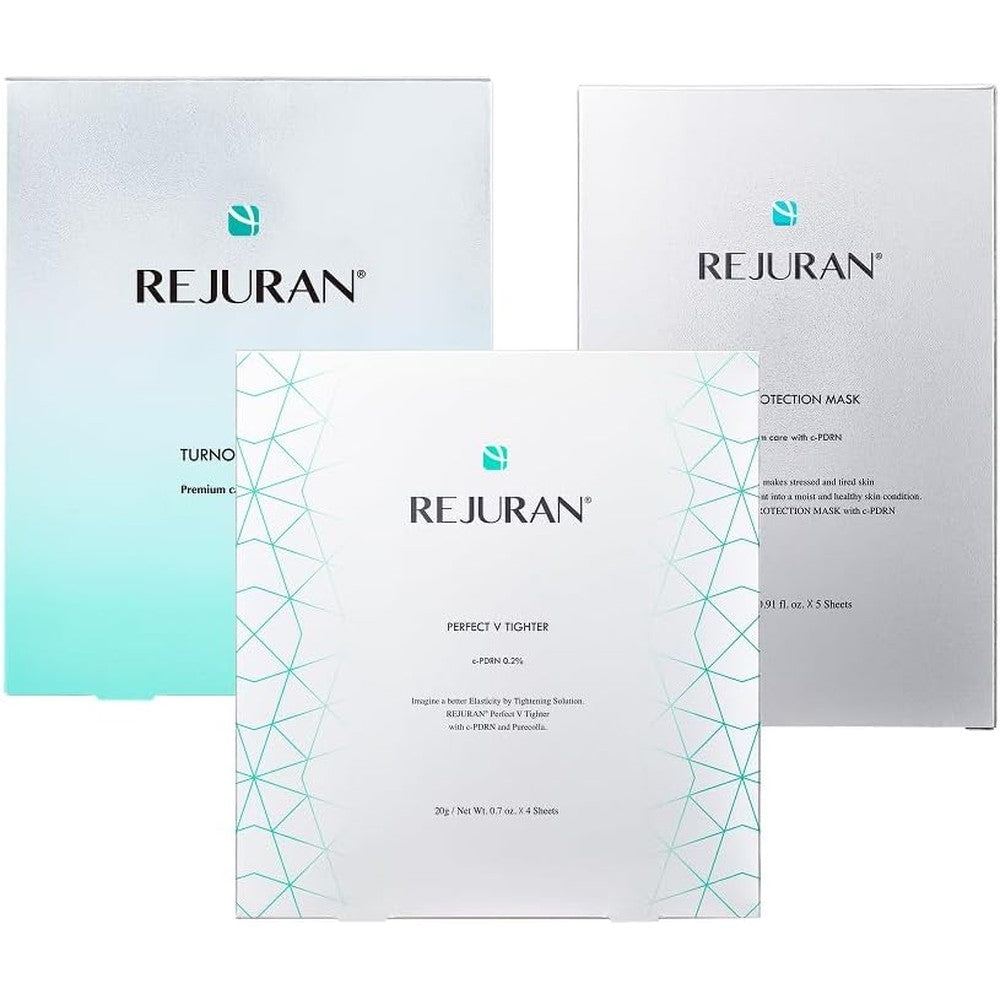 Rejuran Premium Sheet Mask Bundle Turnover Skin Protection And Perfect V Tighter 14 Pieces With Salmon DNA c-PDRN For Hydration And Firming