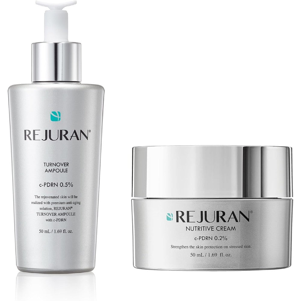 Rejuran Turnover Skincare Duo With c-PDRN Salmon DNA Face Serum And Nutritive Cream For Firming And Hydration 1.69 Fluid Ounce Each