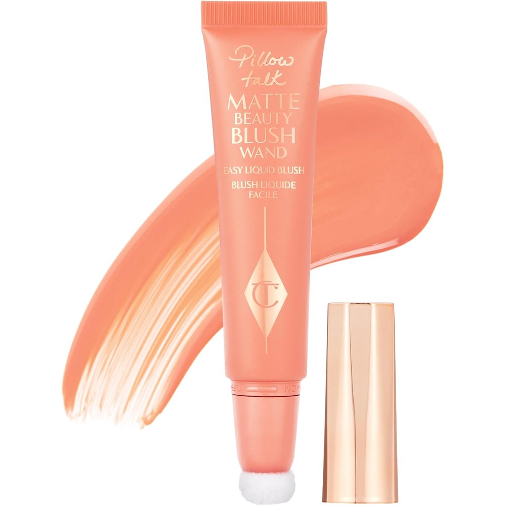 Charlotte Tilbury Pillow Talk Matte Beauty Blush Wand Weightless Liquid Blush For Cheeks Peach Pop 12 Milliliters