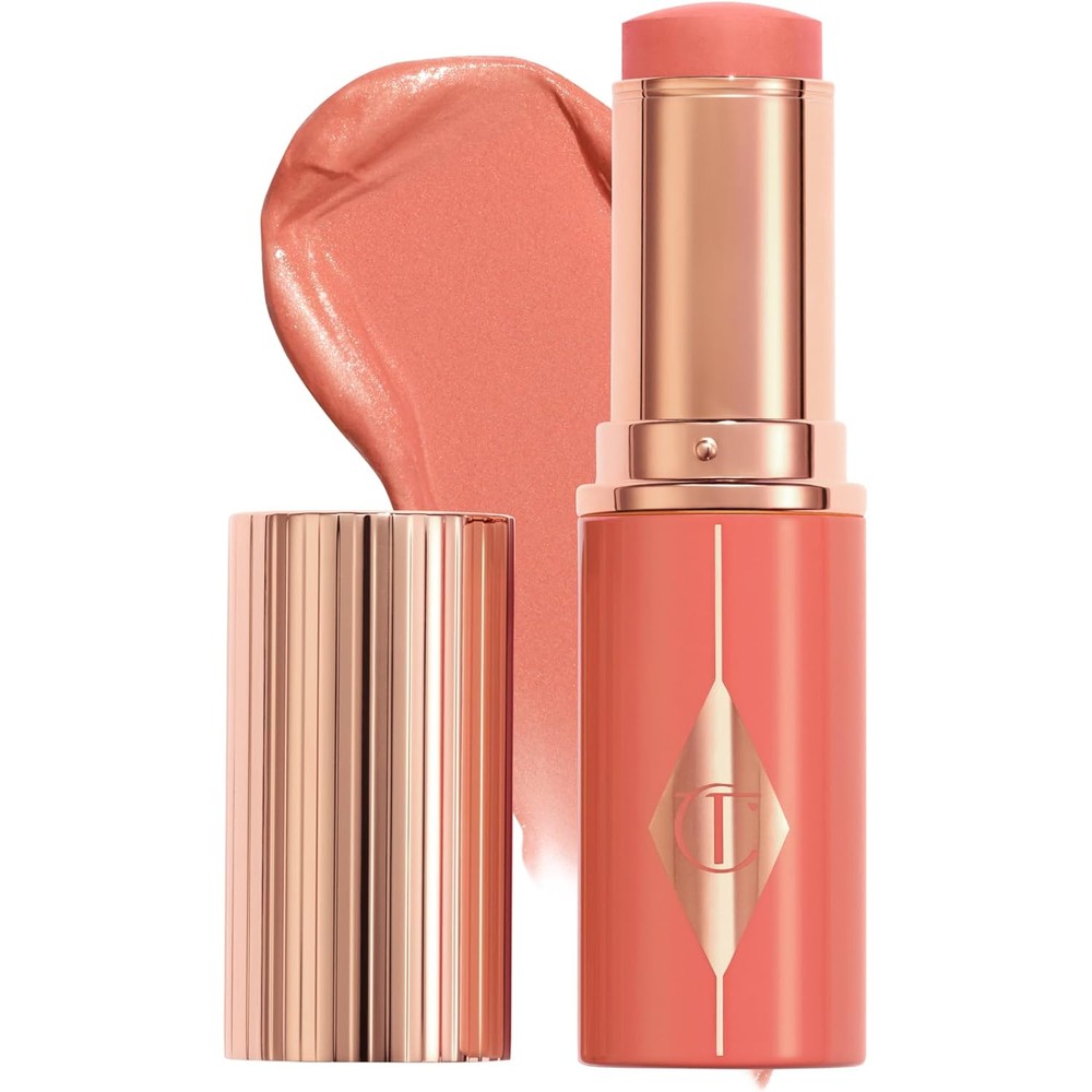 Charlotte Tilbury Unreal Healthy Glow Blush Stick Buildable Cream Makeup With Skincare Infused Formula Peachy Glow 9 Grams