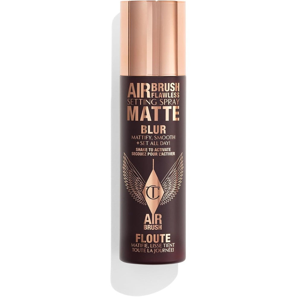 Charlotte Tilbury Airbrush Flawless Matte Setting Spray front view bottle on a plain background