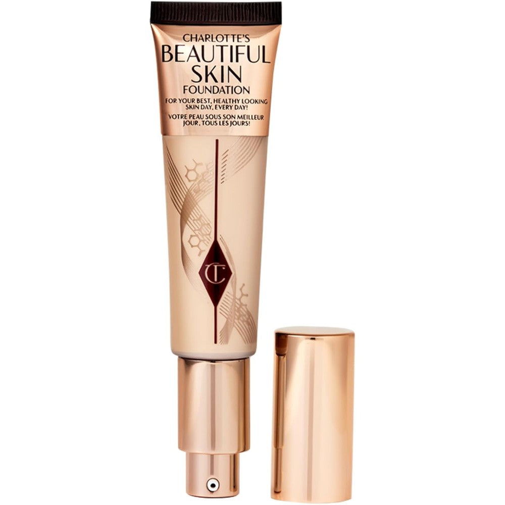Charlotte Tilbury Beautiful Skin Medium Coverage Hydrating Foundation Buildable Liquid Makeup For Instant Glow And Plumping Hydration 30 Milliliters