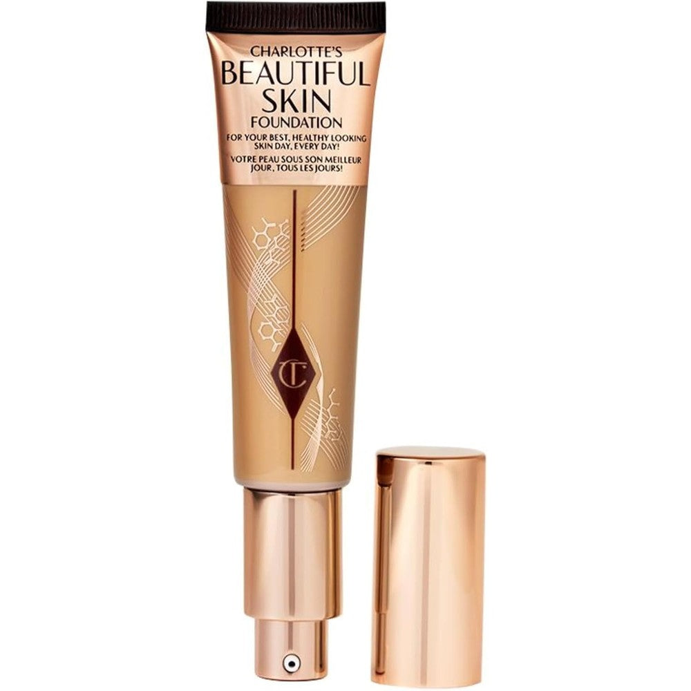 Charlotte Tilbury Beautiful Skin Medium Coverage Hydrating Foundation Buildable Liquid Makeup For Instant Glow And Skincare Benefits