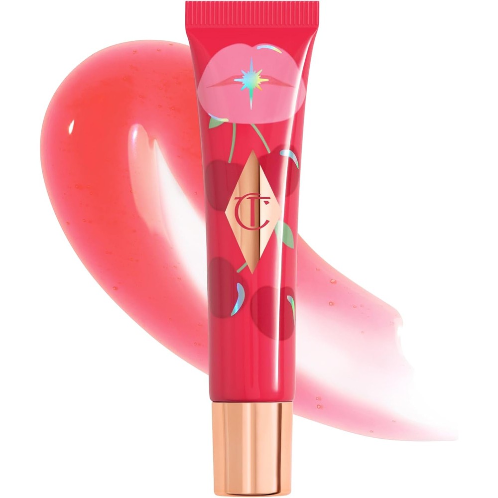 Charlotte Tilbury Unreal Lips Healthy Glow Nectar Oil Sheer Tinted Lip Gloss Oil With Hyaluronic Acid And Vitamin E Cherry Glaze 14 Milliliters