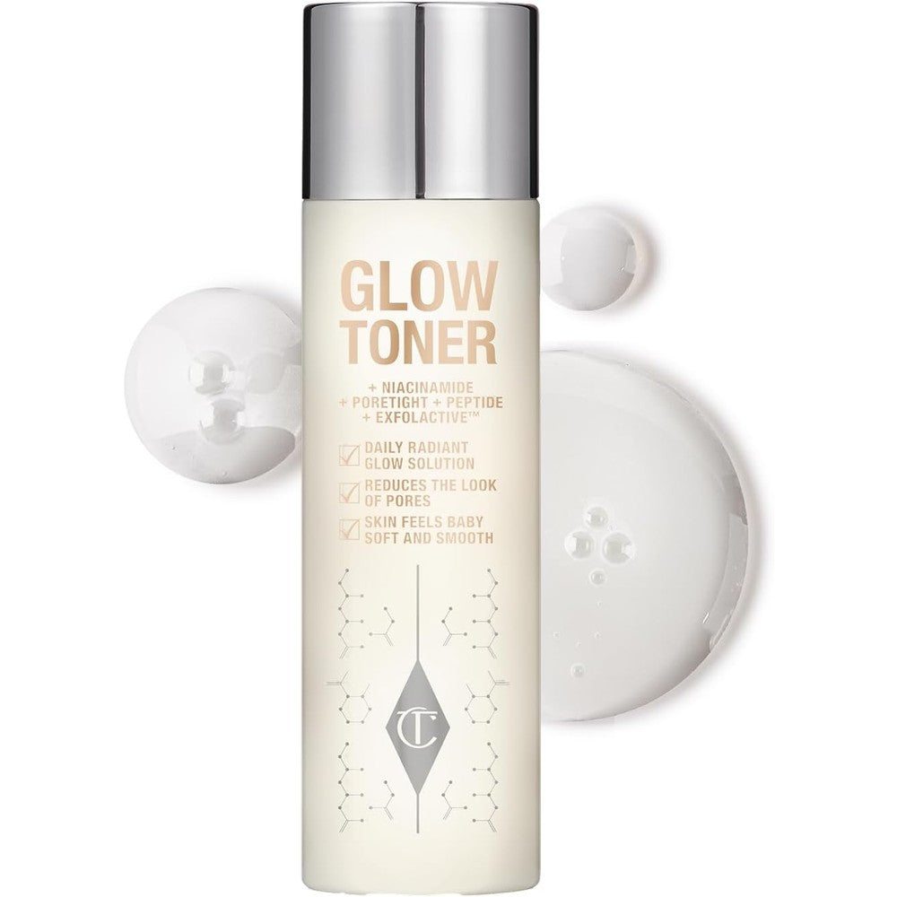Charlotte Tilbury Glow Face Toner Exfoliating Acid Free Formula With Niacinamide And Peptides For Radiant Smooth Skin 150 Milliliters