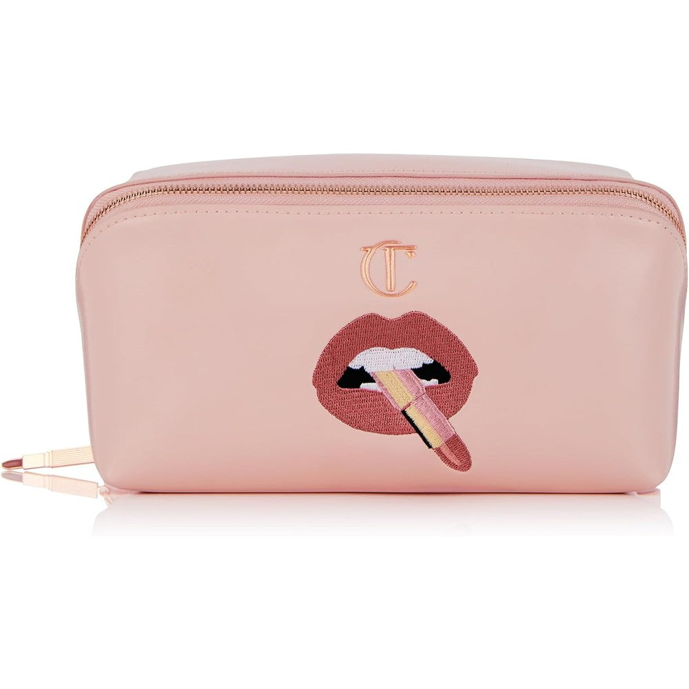 Charlotte Tilbury Pillow Talk Makeup Bag Multi Magic Travel Cosmetic Organizer Case In Nude Pink With Iconic Lip Print Design And Rose Gold Zipper