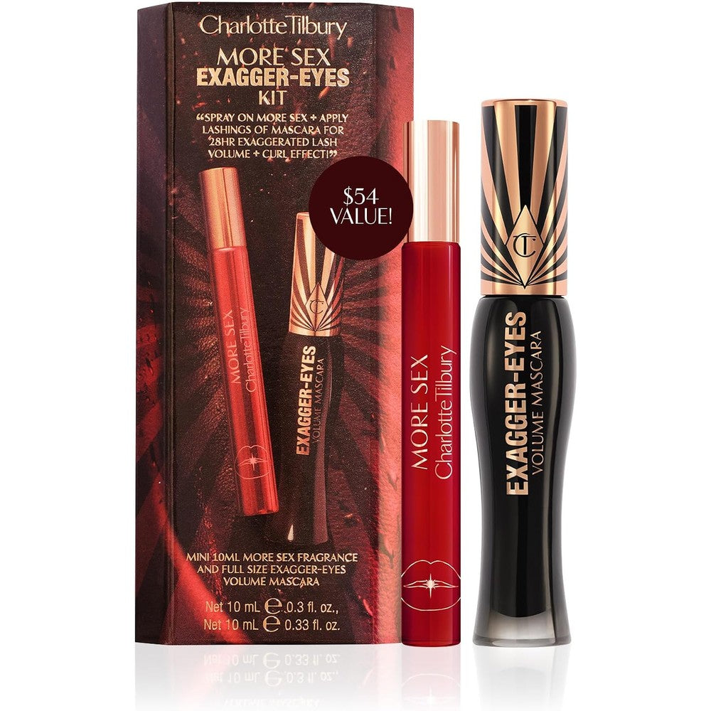 Charlotte Tilbury More Sex Exagger-Eyes Perfume And Makeup Kit With Volumizing Mascara And More Sex Travel Size Eau De Parfum 2 Count