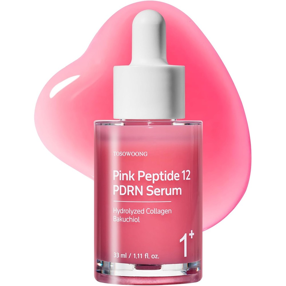 Tosowoong Pink Peptide 12 PDRN Serum With Salmon DNA Peptides And Niacinamide For Skin Glow And Firming 33ml 1.11 Fluid Ounces