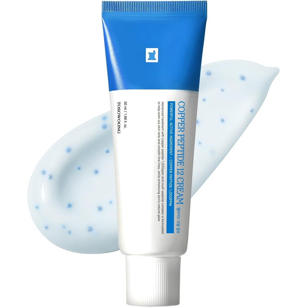 Tosowoong Copper Peptide Twelve Cream Ninety Nine Percent Purity Copper Tripeptide One Anti Aging Formula For Skin Elasticity Fifty Milliliters