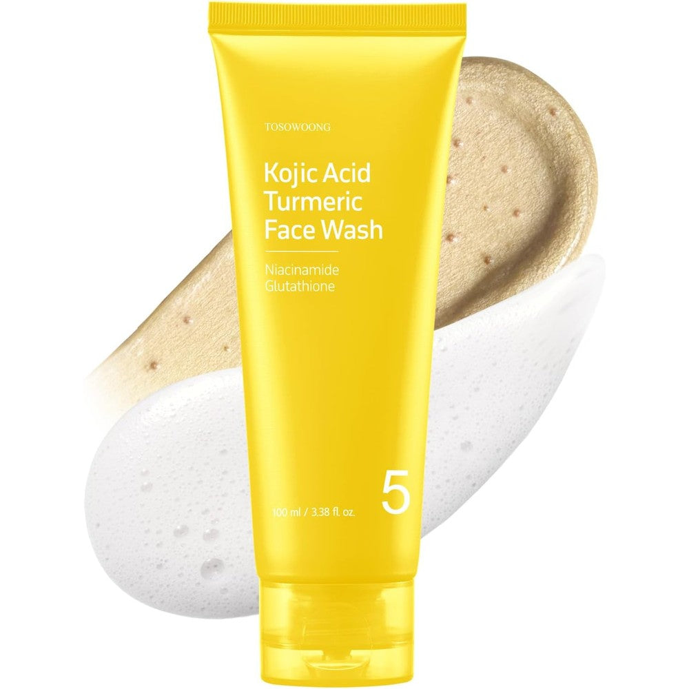 TOSOWOONG Kojic Acid Turmeric Face Wash With Niacinamide And Glutathione For Dark Spot Care And Brightening Mochi Whip Cleanser 100 Milliliters