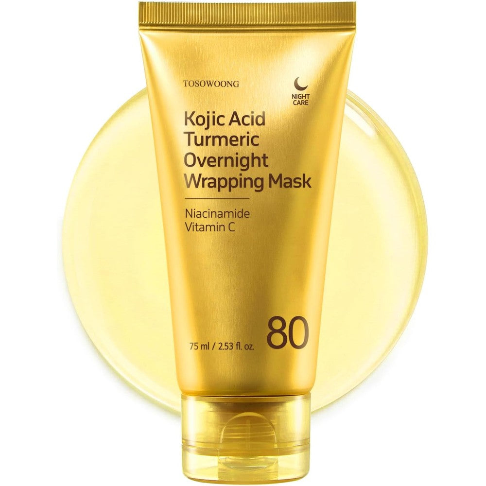 Tosowoong Kojic Acid Turmeric Overnight Wrapping Peel Off Facial Mask For Glass Skin And Dark Spot Care 75 Milliliters