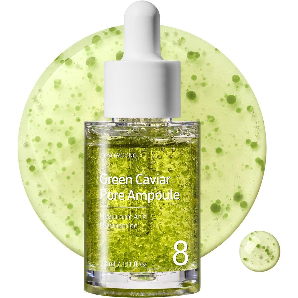 Tosowoong Green Caviar Pore Ampoule Serum With Niacinamide Pore Minimizer And Skin Tightening Hydrating Formula 33 Milliliters