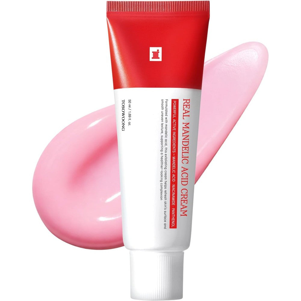 TOSOWOONG Real Mandelic Acid Cream AHA Gentle Face Exfoliator With Spicule 10000ppm Niacinamide And Tea Tree For Bumpy Skin 50ml