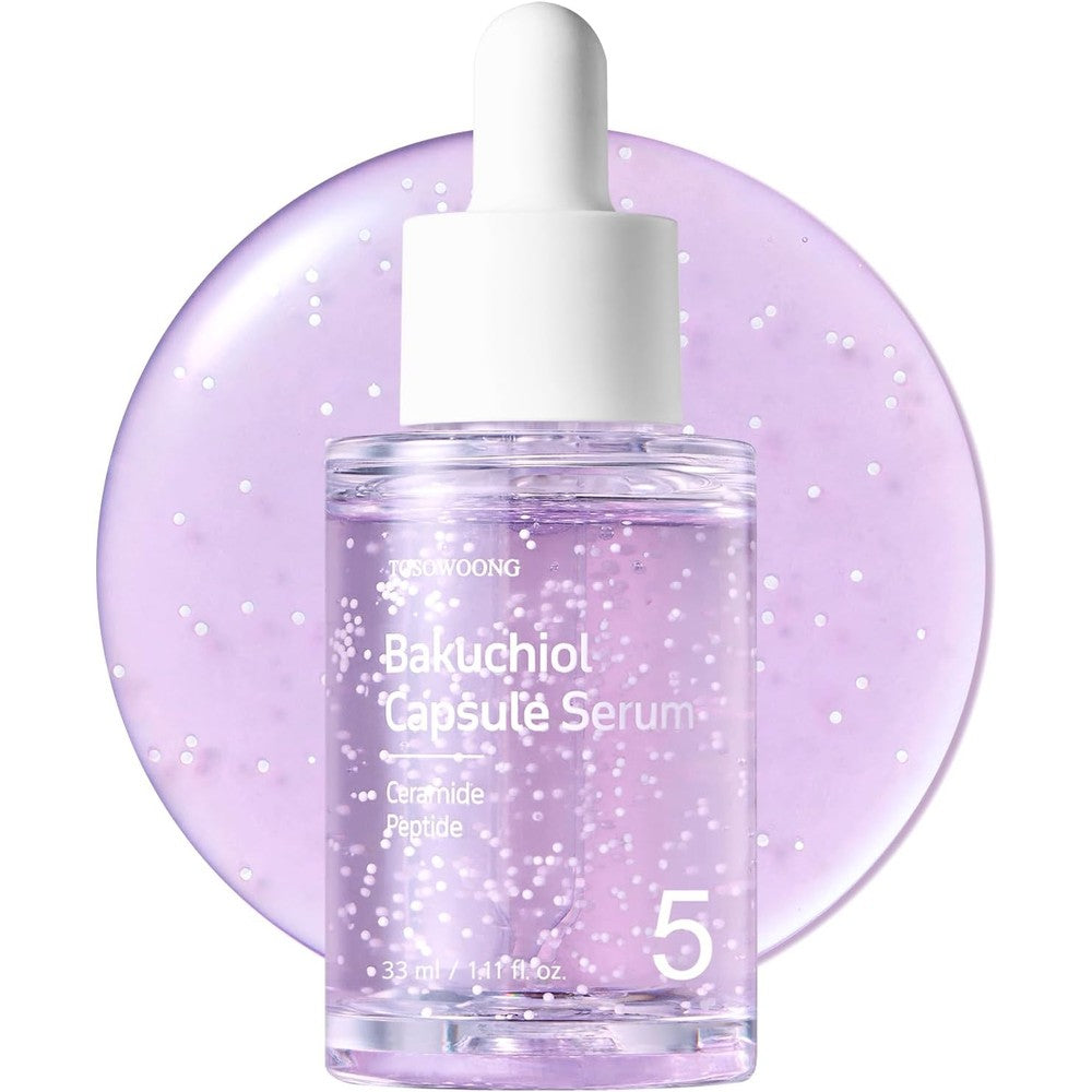 TOSOWOONG Bakuchiol Capsule Serum Anti Aging Natural Retinol Alternative Plumping Pore And Wrinkle Minimizer 33ml 1.11 Fluid Ounce