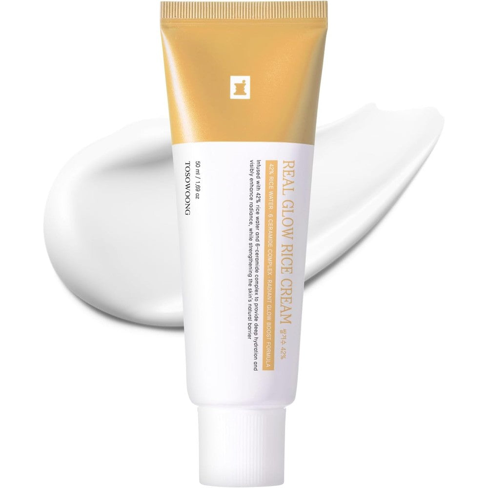 Tosowoong Real Glow Rice Cream With 42 Percent Rice Bran Water Hyaluronic Acid And 6 Ceramides Deep Hydration Face Moisturizer 50 Milliliters 1.69 ...