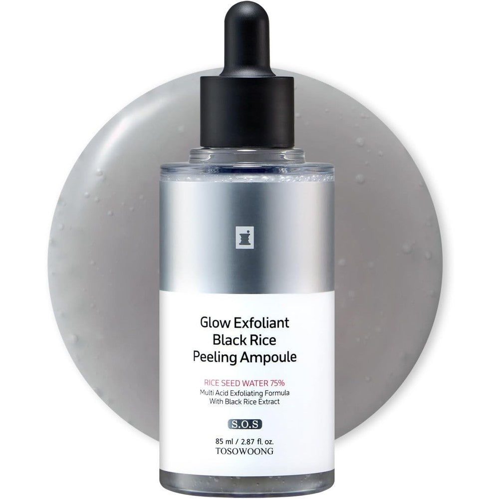 TOSOWOONG Black Rice Peeling Ampoule Gentle Face And Body Exfoliant For Deep Cleansing And Pore Care 85ml