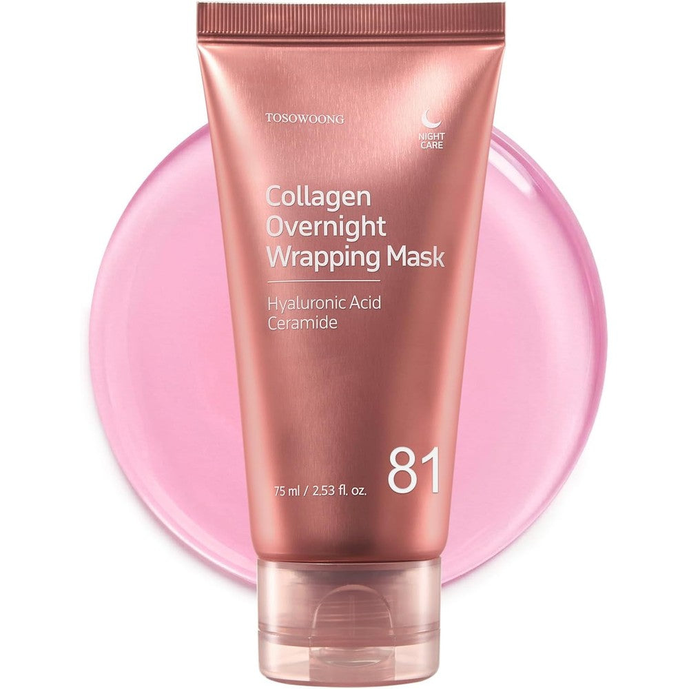 Tosowoong Collagen Overnight Wrapping Mask Eighty One Percent Collagen Peel Off Facial Mask For Firming Glass Glow Skin Seventy Five Milliliter
