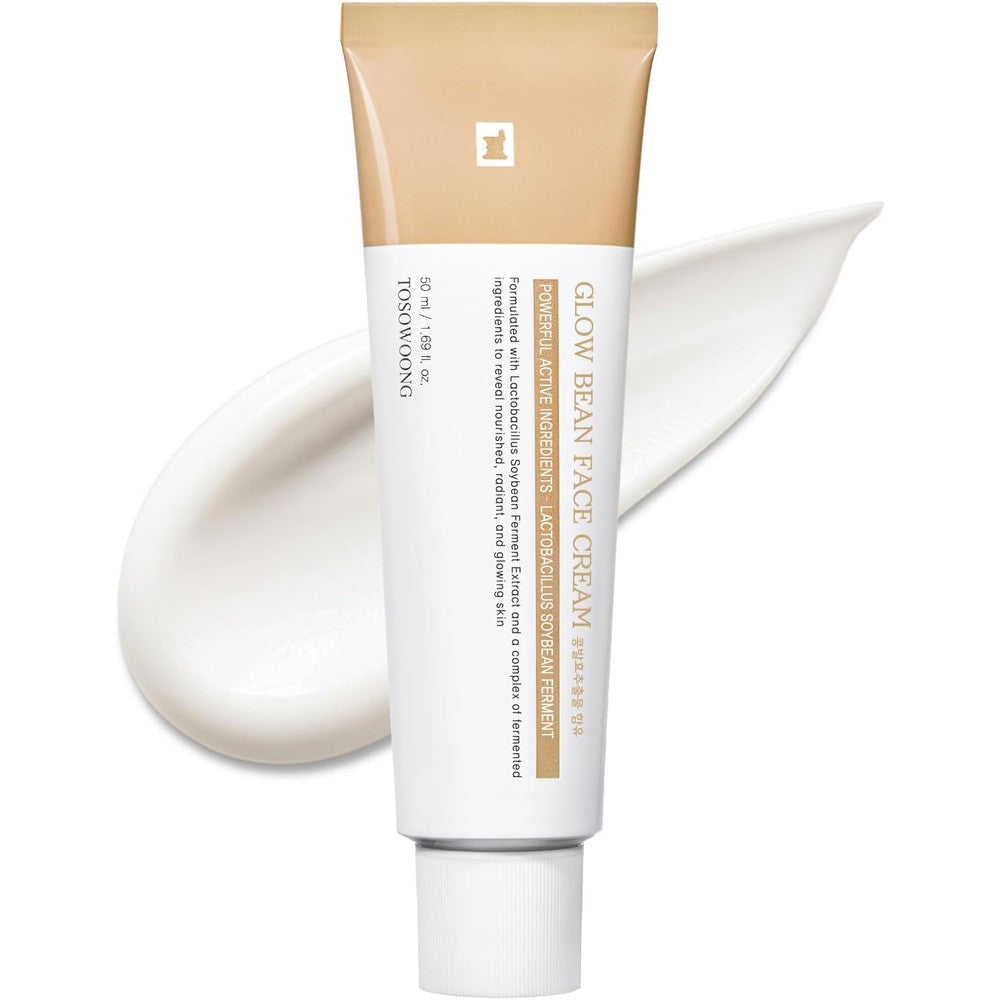 TOSOWOONG Glow Bean Face Cream For Glass Skin With Soybean Ferment Extract And Ceramides 50 Milliliters
