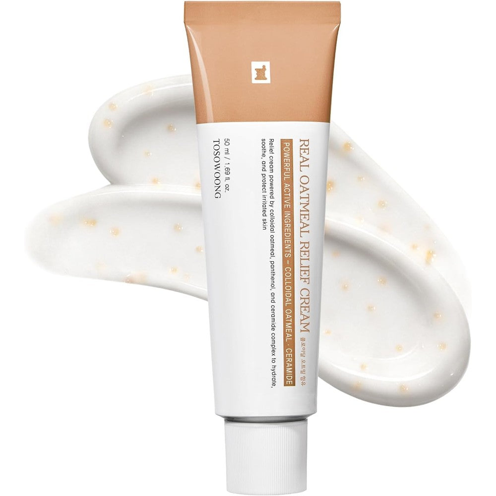 Tosowoong Real Oatmeal Relief Cream Daily Face Moisturizer With Colloidal Oatmeal And Ceramides For Sensitive Skin 50 Milliliters 1.69 Fluid Ounces