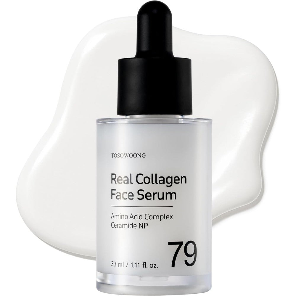 Tosowoong Real Collagen Face Serum Hydrating And Firming With Hydrolyzed Collagen And Hyaluronic Acid For Sagging Skin 33 Milliliters