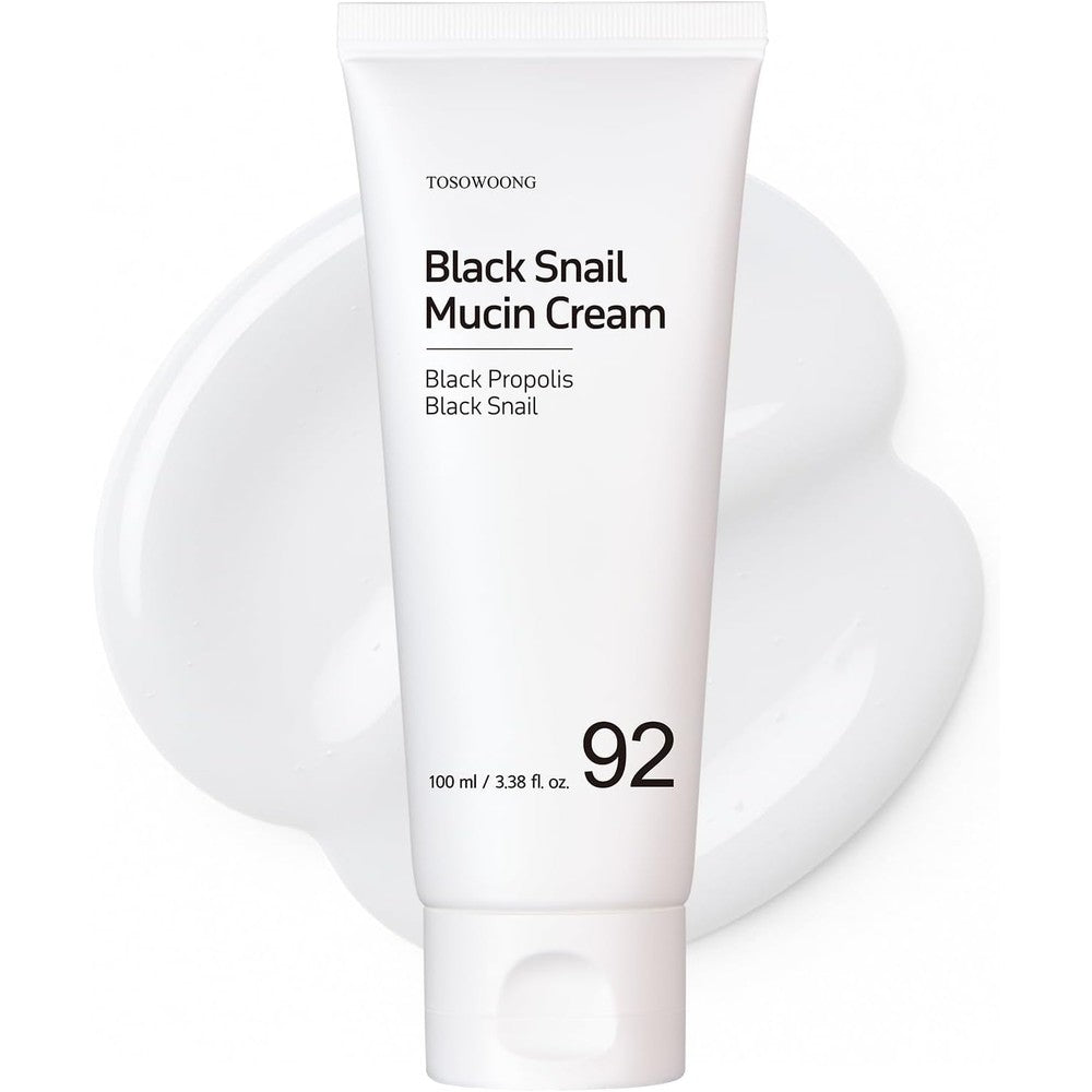 Tosowoong Black Snail Mucin Ninety Two Percent Face Cream With Propolis Lightweight Moisturizing Gel Korean Skin Care One Hundred Milliliters