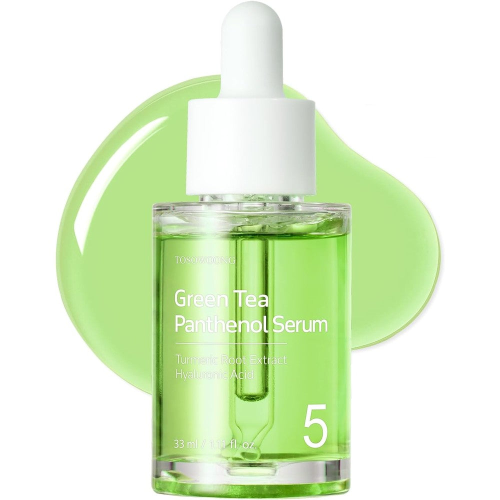 Tosowoong Green Tea Sixty Percent Panthenol Serum For Calming Skin Barrier Support And Deep Hydration For Sensitive Skin Thirty Three Milliliter