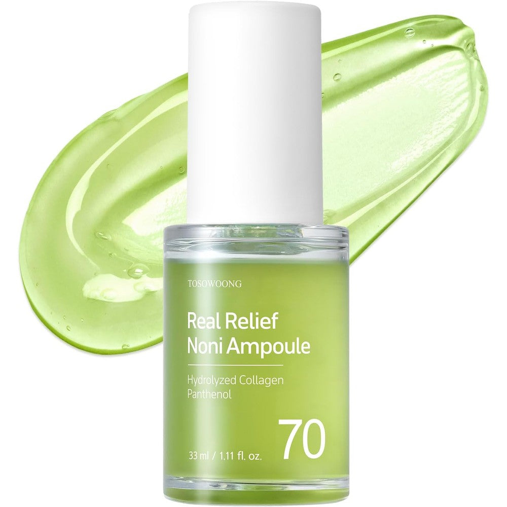 Tosowoong Real Relief Noni Ampoule With 701,518ppm Noni Leaf Juice For Calming Hydration And Anti Aging Glass Skin Glow 33 Milliliters 1.11 Fluid O...