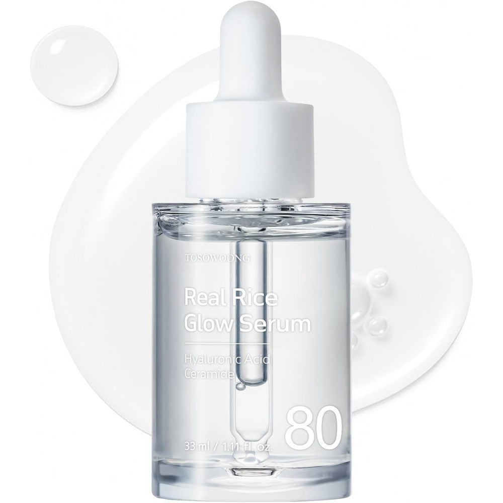 Tosowoong Real Rice Glow Serum With 80 Percent Rice Bran Water And Niacinamide For Brightening Uneven Skin Tone 33 Milliliters