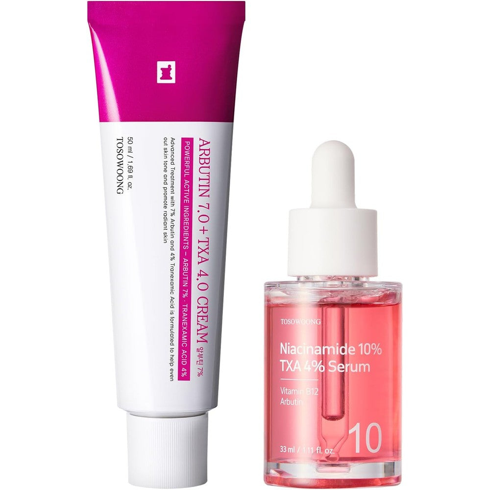 TOSOWOONG TXA Glow & Care Duo Arbutin 7 Percent Tranexamic Acid 4 Percent Cream 50ml And Niacinamide 10 Percent Serum Set For Hyperpigmentation