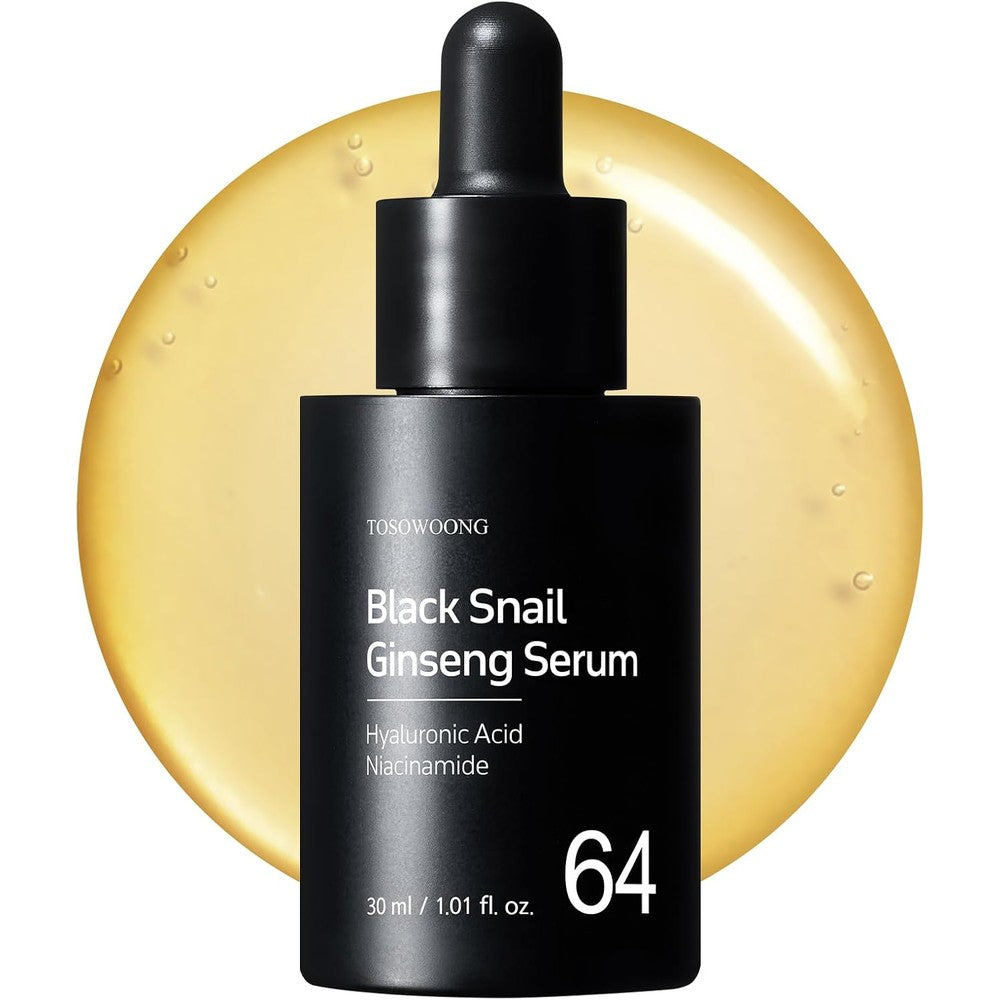 TOSOWOONG Black Snail Ginseng Serum With 640,430ppm Ginseng Root Water And Snail Mucin Hydrating Facial Moisturizer For Acne Scar Removal 30 Millil...