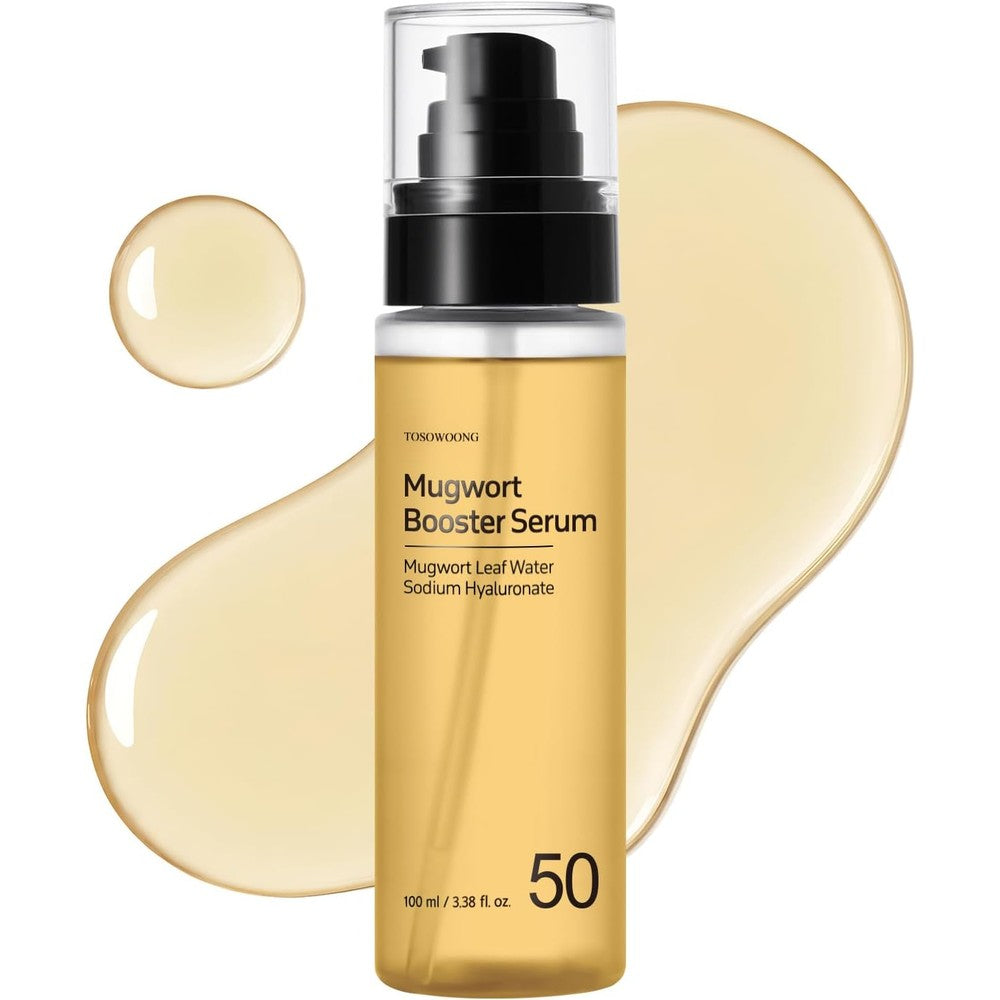 TOSOWOONG Mugwort Booster Serum Calming Essence With Hyaluronic Acid For Skin Flooding And Hydrating Glow 100 Milliliters