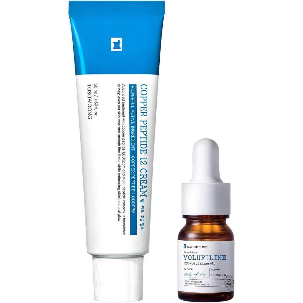TOSOWOONG Youthful Volume Duo With One Hundred Percent Volufiline Serum Eleven Milliliter And Copper Peptide Twelve Cream Fifty Milliliter For Anti...