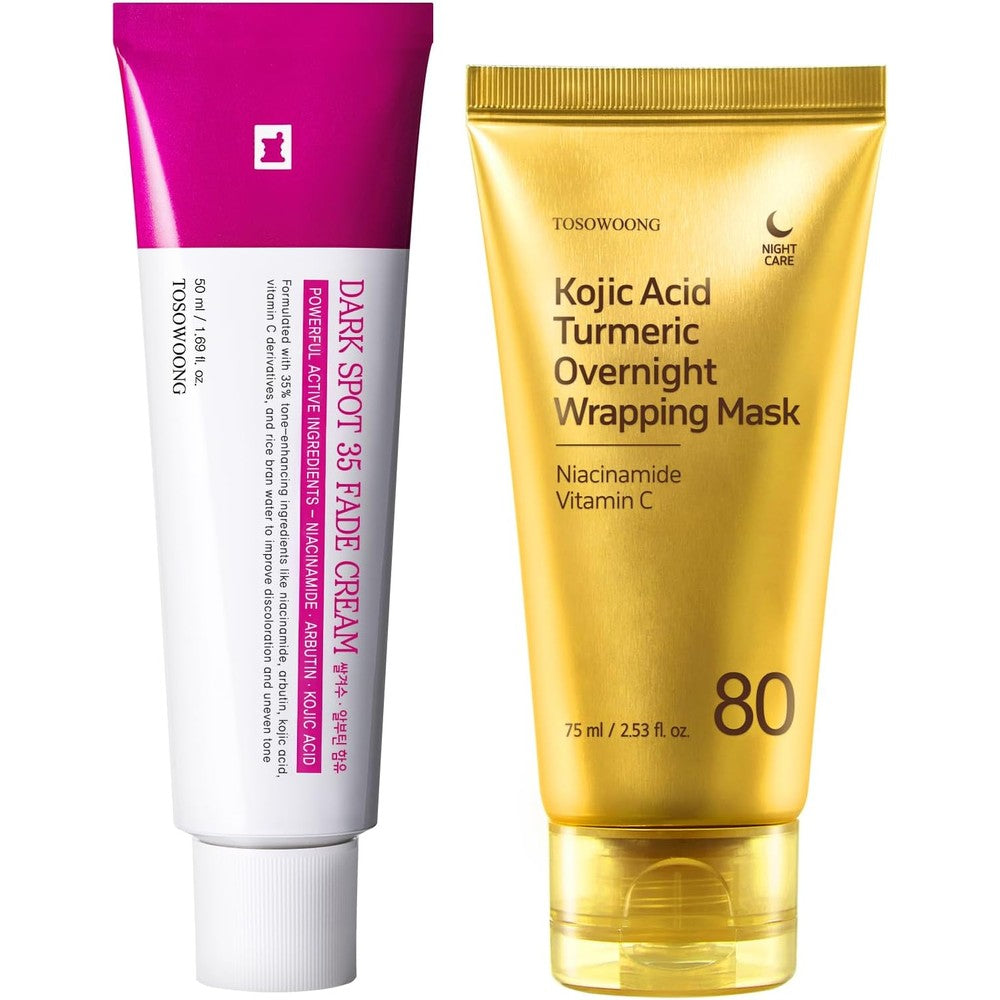TOSOWOONG Ultimate Dark Spot Care Routine With Eighty Percent Turmeric Peel Off Mask and Thirty Five Percent Active Fade Cream