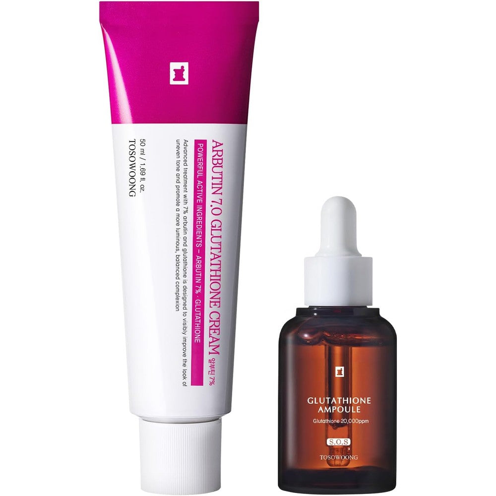 Tosowoong Radiant Skin Duo Glutathione Serum 30 Milliliters And Arbutin 7 Cream 50 Milliliters For Dark Spot Correction And Skin Radiance