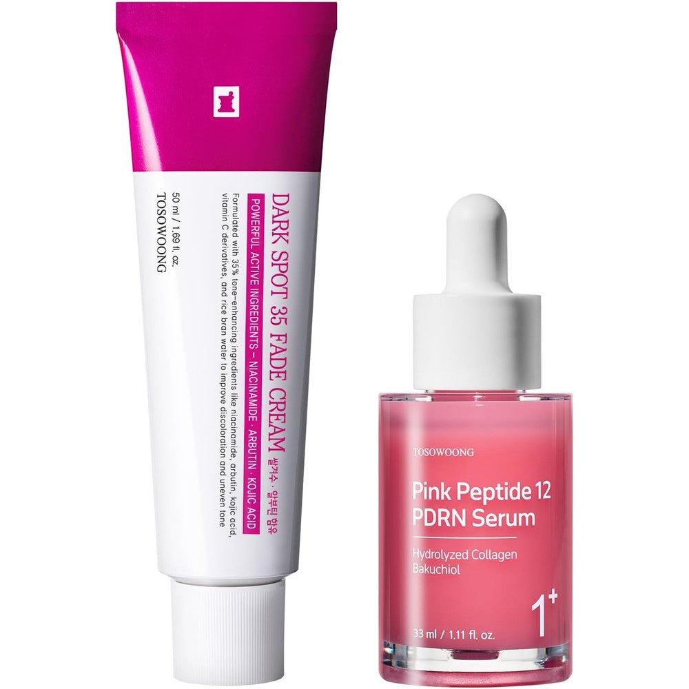 Tosowoong Dark Spot Fade Cream Fifty Milliliters And Pink Peptide Twelve PDRN Serum Duo For Hyperpigmentation And Youthful Radiance Complexion