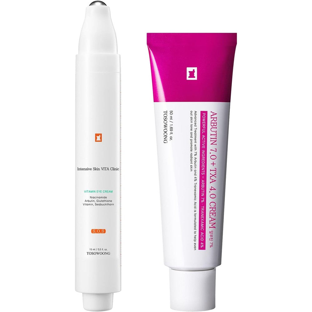 Tosowoong Radiance Enhancing Eye And Spot Care Duo Vitamin Eye Cream And Arbutin Tranexamic Acid Cream For Brightening 50 Milliliters