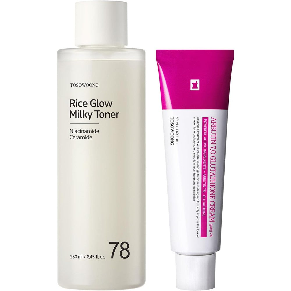 Tosowoong Complexion Perfection Duo Arbutin 7 Percent Tranexamic Acid 4 Percent Cream 50 Milliliters And Rice Milky Toner 250 Milliliters