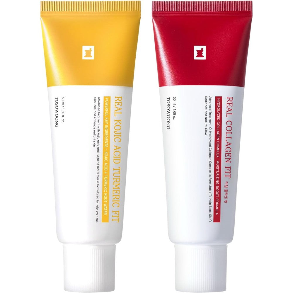 TOSOWOONG Glass Skin Wrapping Mask Set With Real Kojic Acid Turmeric And 500Da Collagen Peel Off Facial Mask Duo For Glowing Skin Complexion
