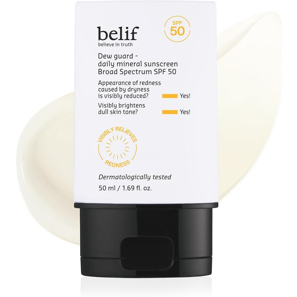 Belif Dew Guard Daily Mineral Sunscreen SPF 50 Hydrating Niacinamide Formula 1.69 Fluid Ounce