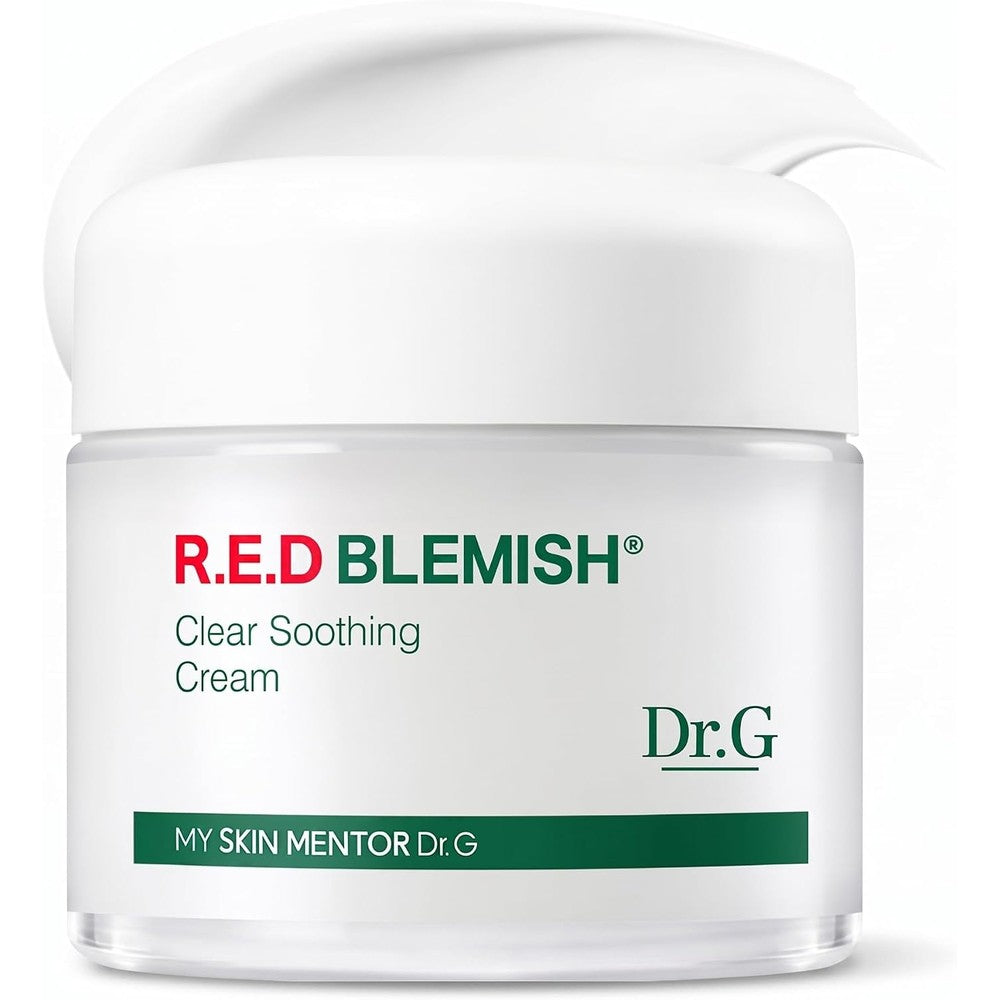 Dr. G Red Blemish Clear Soothing Cream Calming Korean Moisturizer With Centella Asiatica For Sensitive And Acne Prone Skin 70 Milliliters